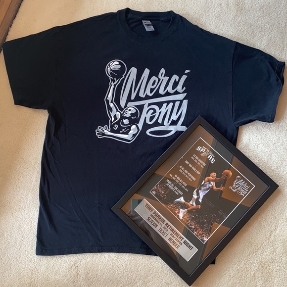 Merci Tony Parker San Antonio Spurs Jersey Retirement Items - Picture 1 of 12
